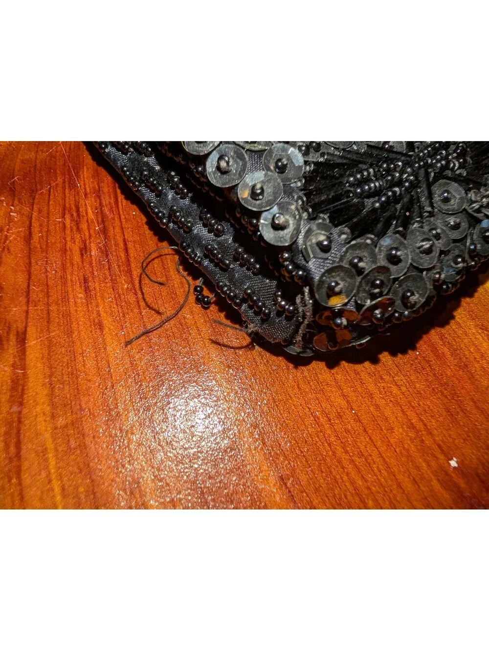 Vintage Black Beaded Evening Bag with Gold Chain Strap